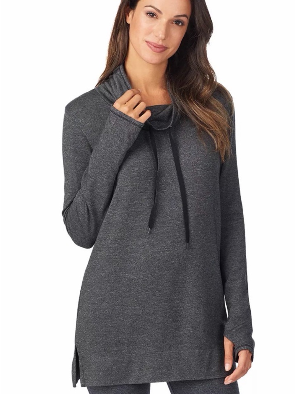 Cuddl Duds Gray Cowl Neck Pullover